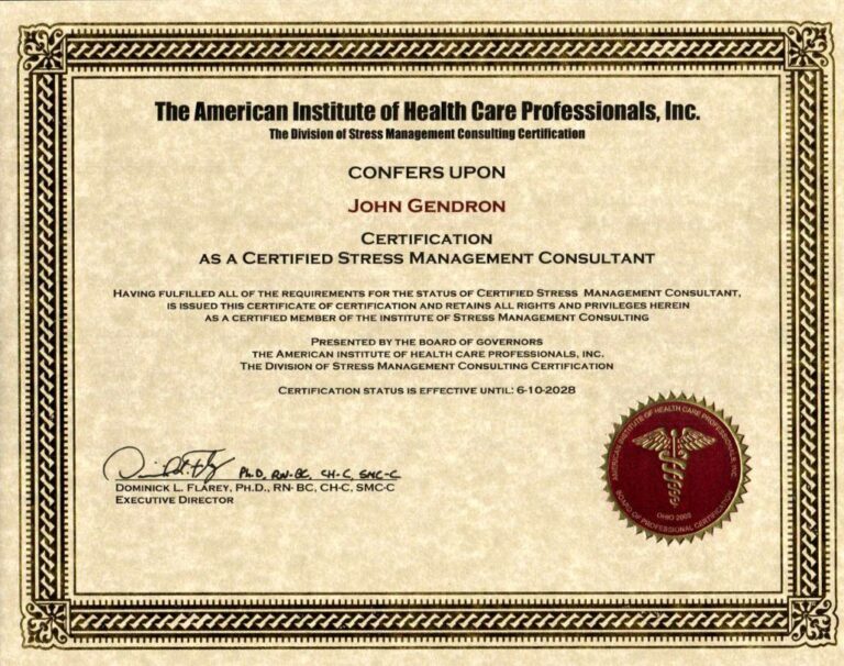 stress management consultant certificate