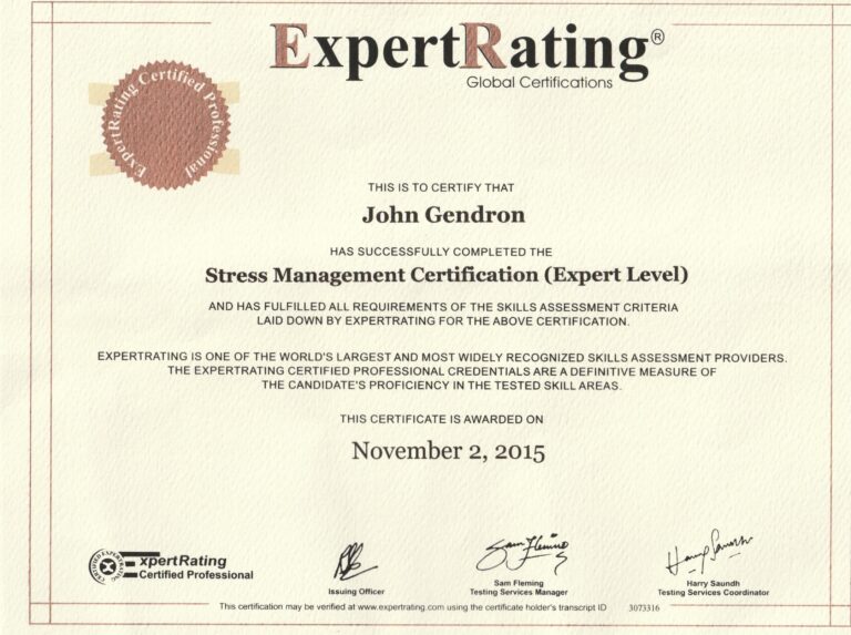 Stress Management Coach Certificate 2015